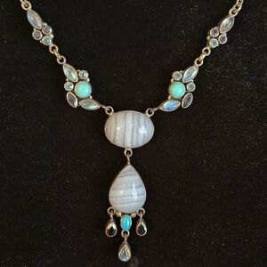 Nicky Butler Silver Necklace with Turquoise and Blue Accents